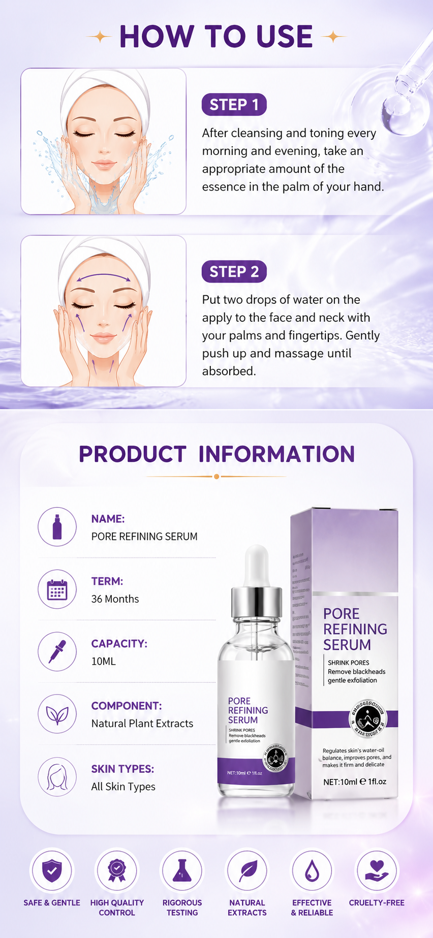Hydrating Pore Refining Facial Serum for Smooth, Healthy Looking and Radiant Skin