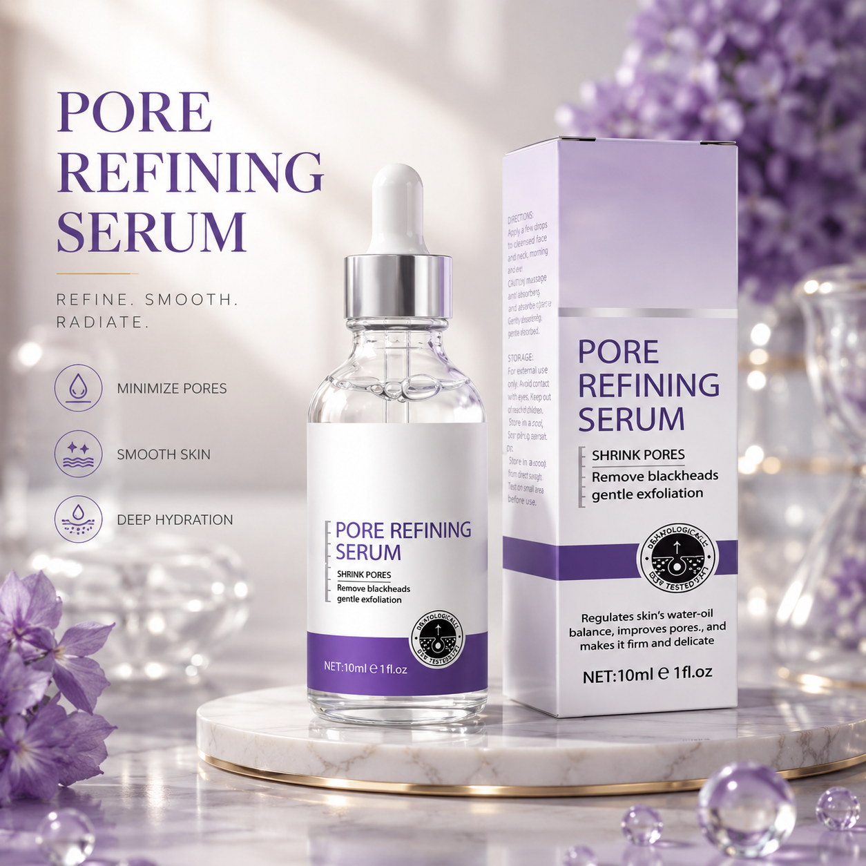 Hydrating Pore Refining Facial Serum for Smooth, Healthy Looking and Radiant Skin